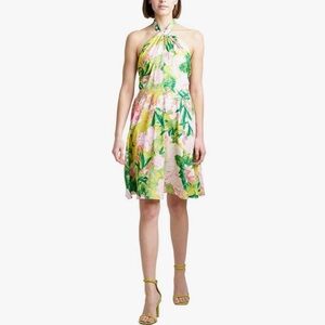 N Natori womens Passion Peony Halter Neck Dress Length 40"